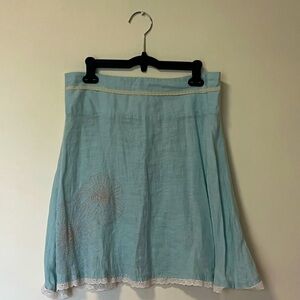 Vintage 100% Linen Mini Skirt with Eyelet and Beading Detail